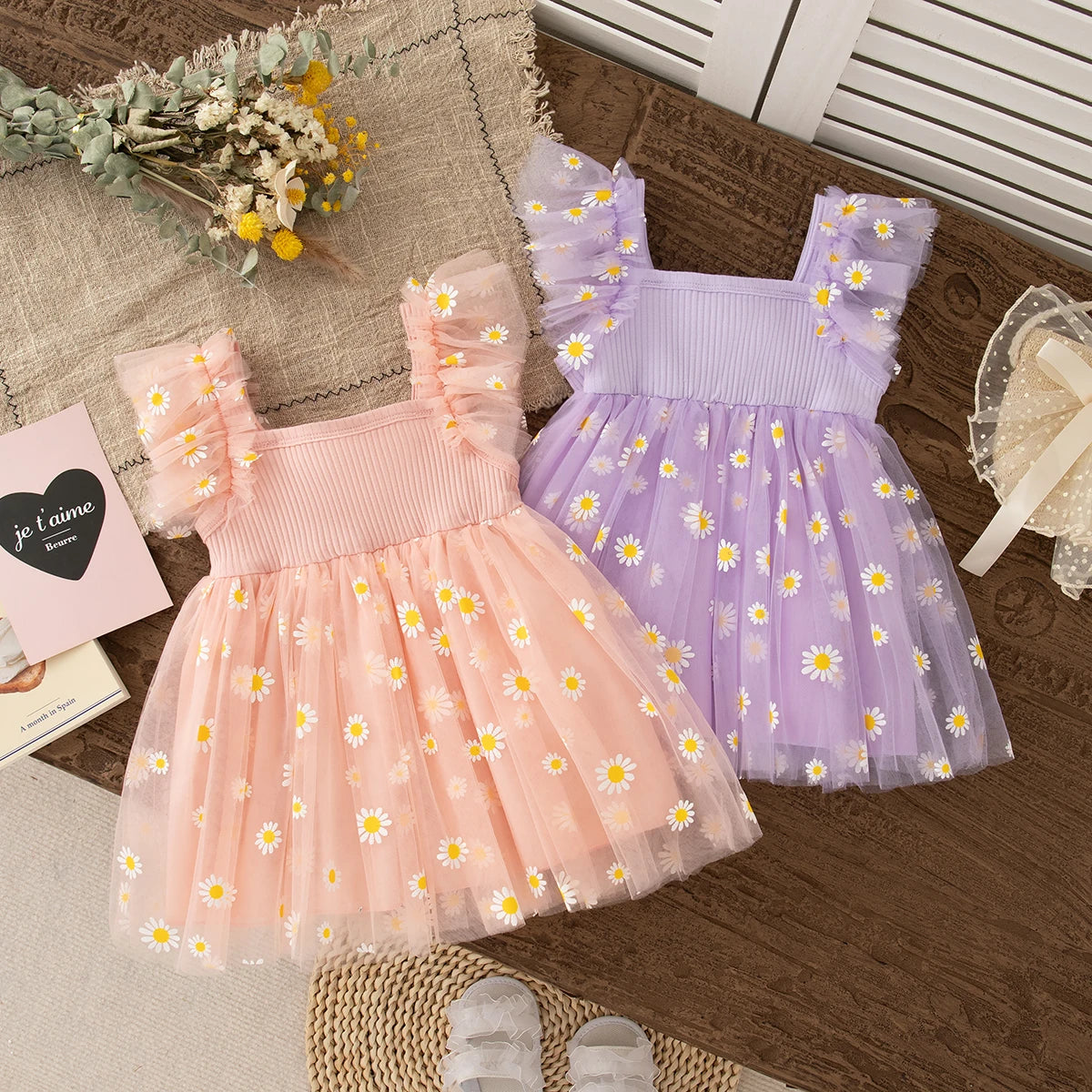 Summer New Floral Chiffon Baby Girl Princess Dress, Birthday Party Children'S Sleeveless Clothes For Babies Aged 0-3 Years Old