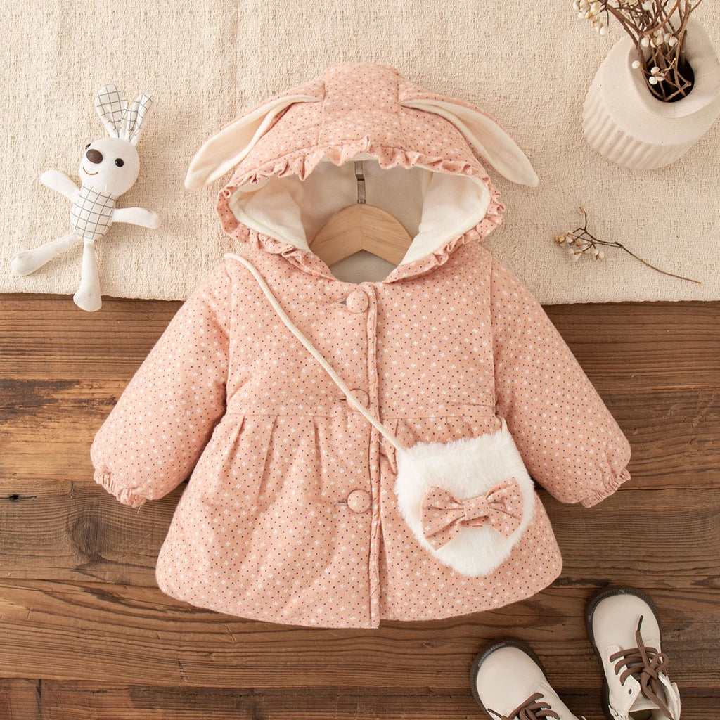 Winter New Thick And Warm Baby Girl Coat, Sweet And Cute Children'S Clothing Suitable For Babies Aged 9 Months To 3 Years Old