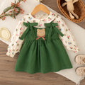 9 Months -4 Years Old Spring And Autumn New Floral Long Sleeved Baby Girl Dress, Sweet Bow Children'S Clothing