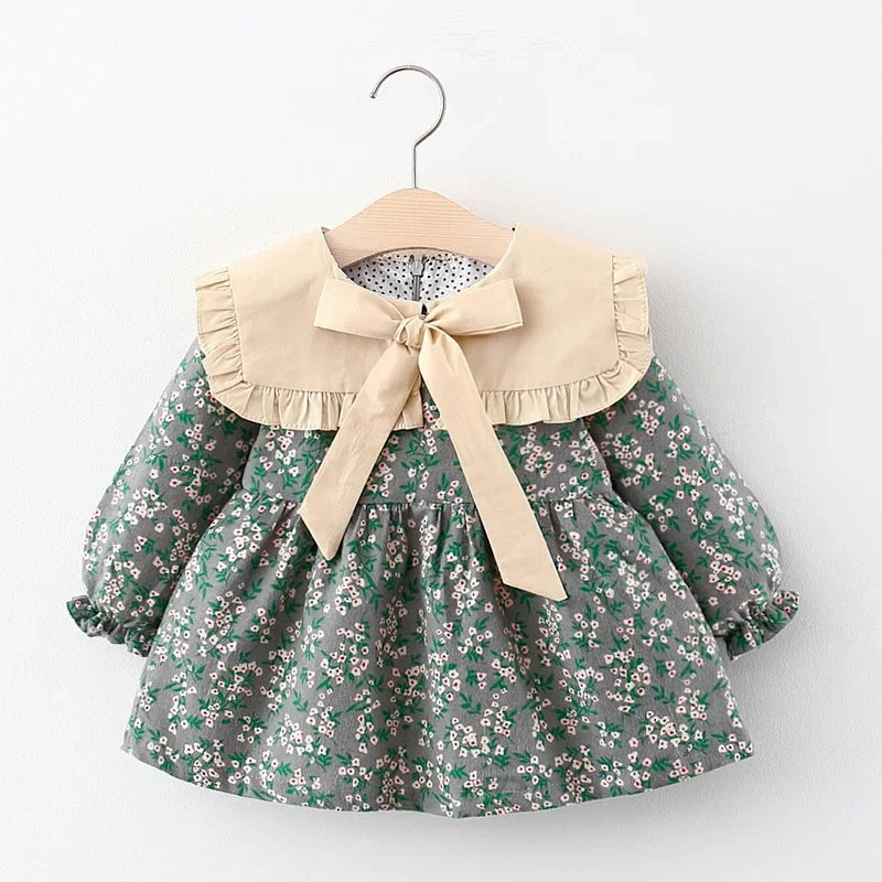 Children's Spring and Autumn Clothing Girls' Long sleeved Printed Dress Children's Princess Dress Baby Dress