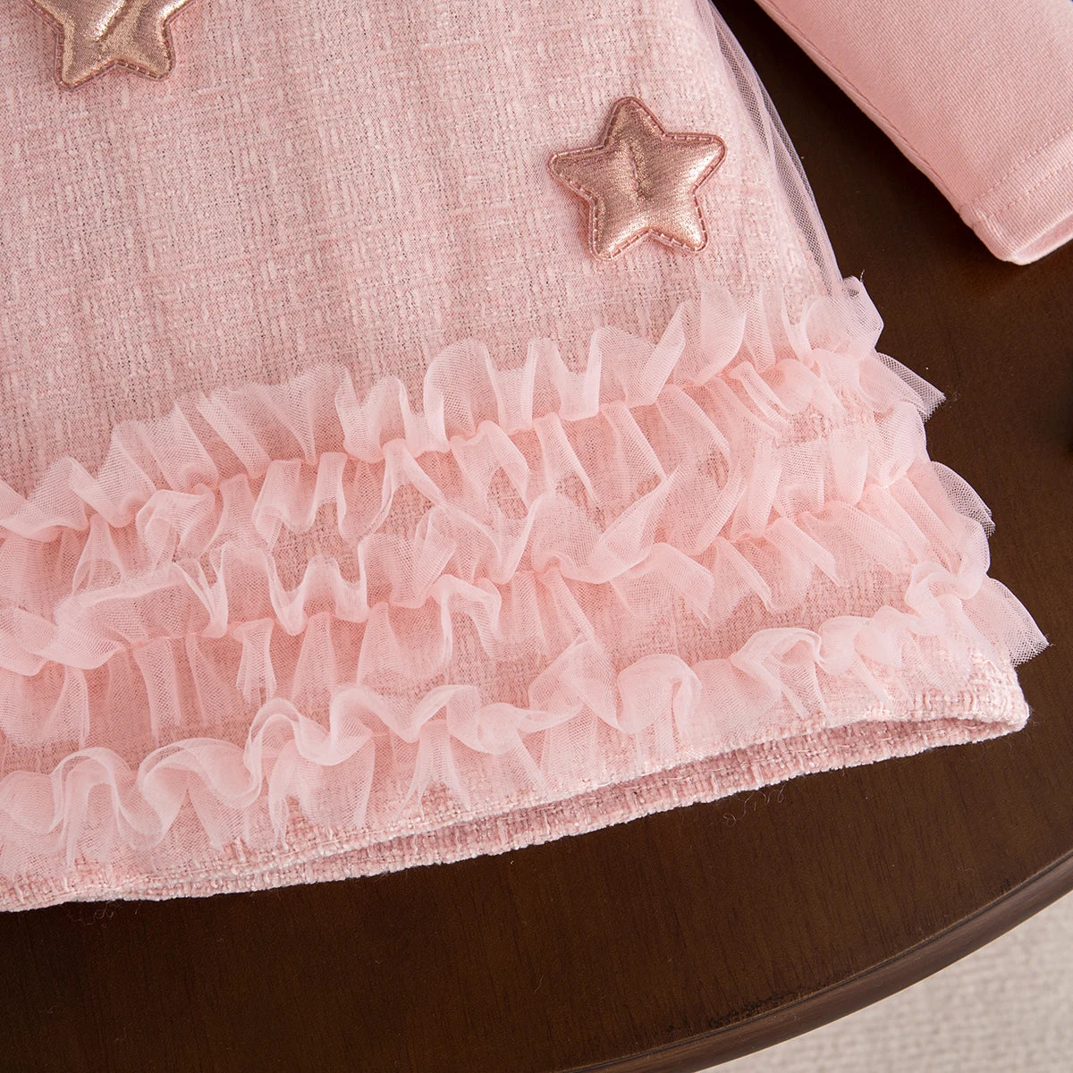 9 Months -3 Years Old Spring And Autumn New Sweet Star Baby Girl Dress, Simple Style Children'S Long Sleeved Clothes