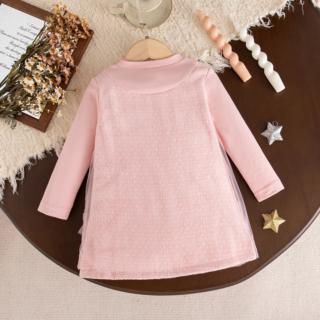 9 Months -3 Years Old Spring And Autumn New Sweet Star Baby Girl Dress, Simple Style Children'S Long Sleeved Clothes