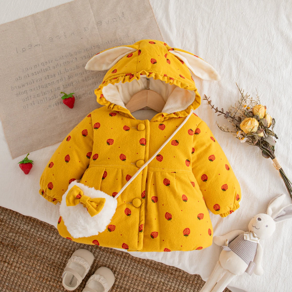 Winter New Thick And Warm Baby Girl Coat, Sweet And Cute Children'S Clothing Suitable For Babies Aged 9 Months To 3 Years Old