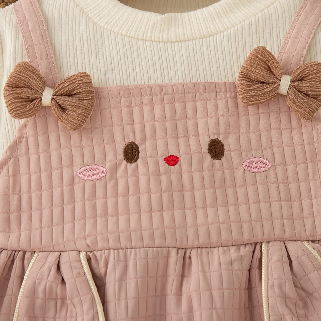 Cute Rabbit Baby Girl Dress, Spring And Autumn New Sweet Bow Children'S Long Sleeved Clothes (9 Months -3 Years Old)