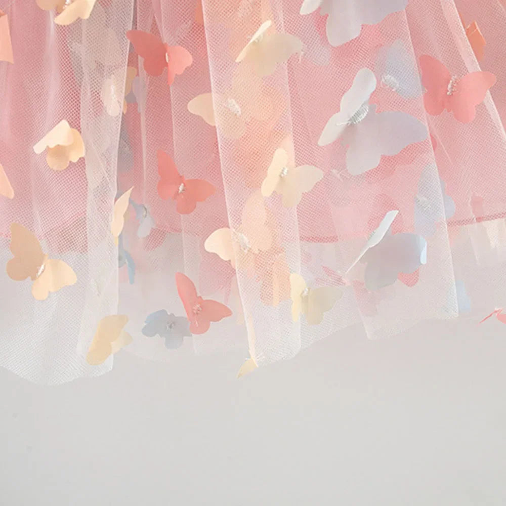 New Summer Baby Girl Dress Halter Butterfly Back Wings Fantasy Princess Dress Sweet Birthday Party Team Dress