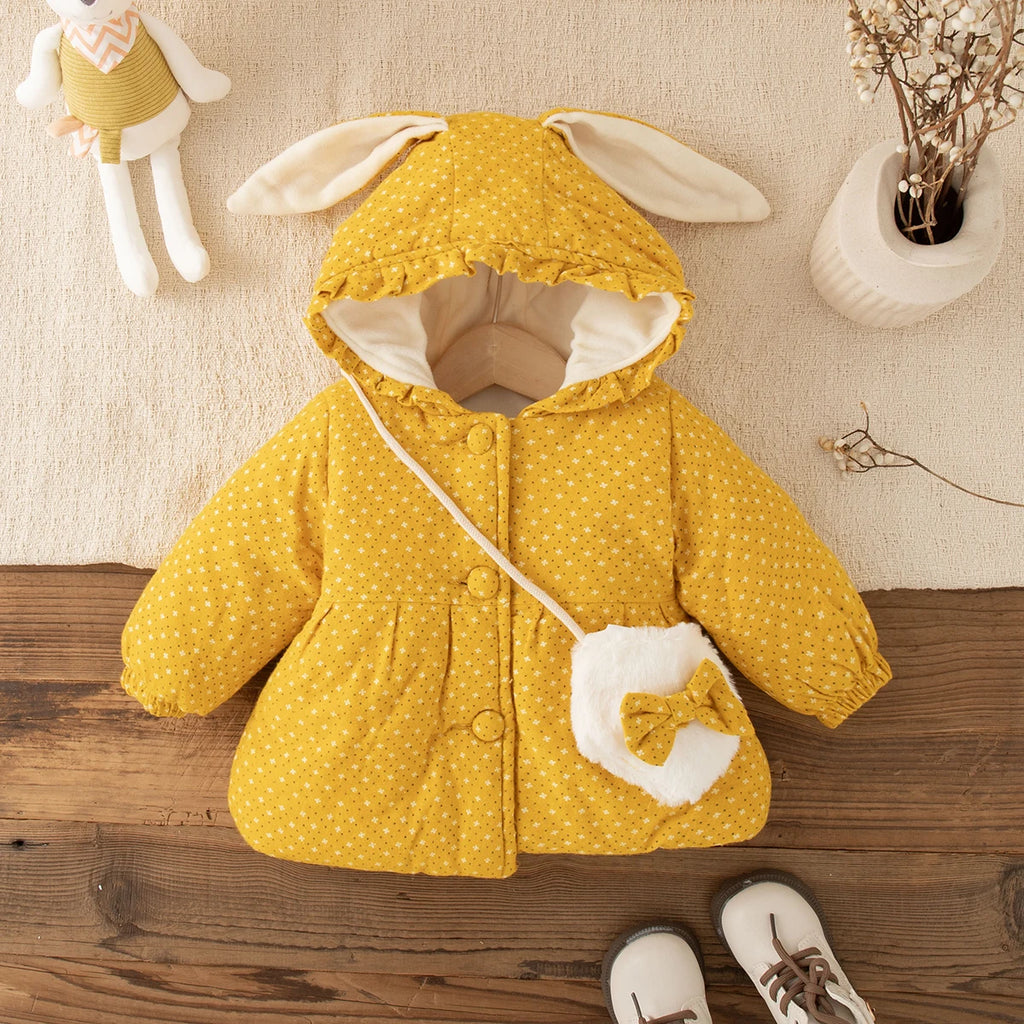 Winter New Thick And Warm Baby Girl Coat, Sweet And Cute Children'S Clothing Suitable For Babies Aged 9 Months To 3 Years Old