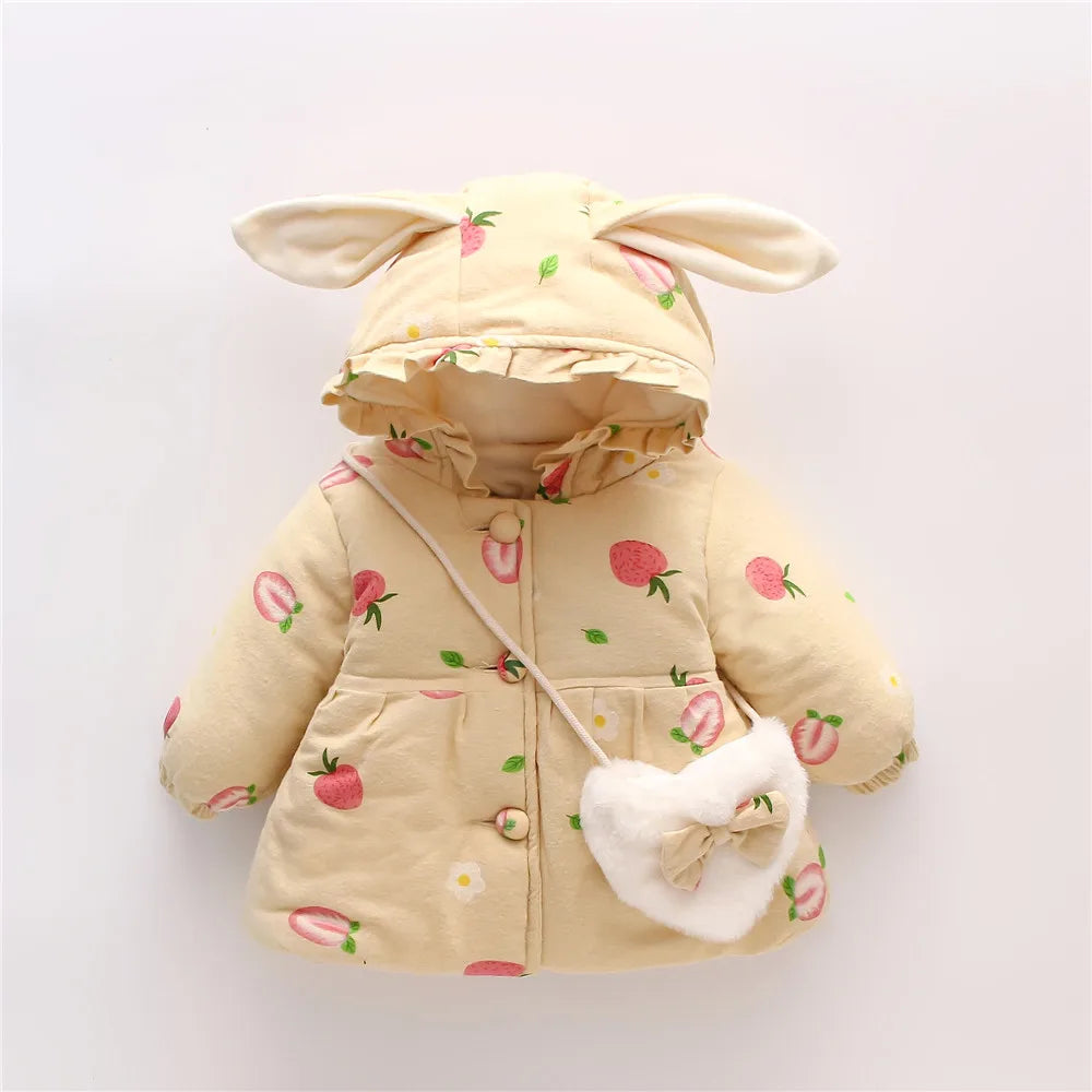Winter New Thick And Warm Baby Girl Coat, Sweet And Cute Children'S Clothing Suitable For Babies Aged 9 Months To 3 Years Old
