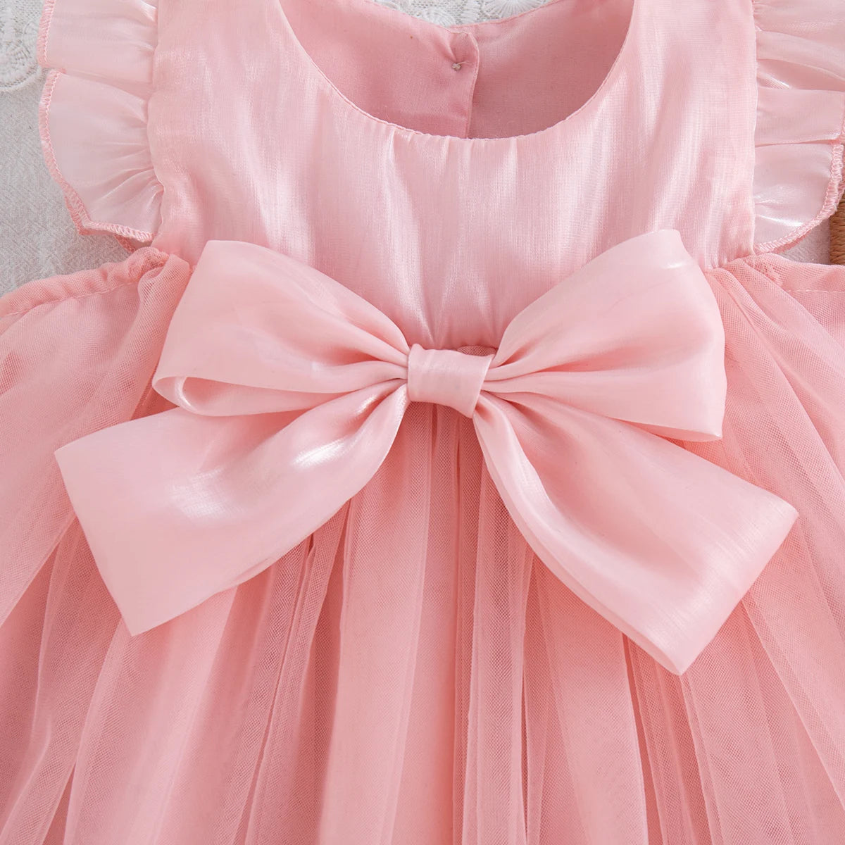 Summer New Sweet Bow Baby Girl Princess Dress, Solid Color Chiffon Children'S Clothing For Birthday Parties (9 Months -4 Years)