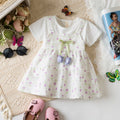 6-24 Months Summer New Sweet Floral Baby Girl Dress, Casual Style White Short Sleeved Children'S Clothing