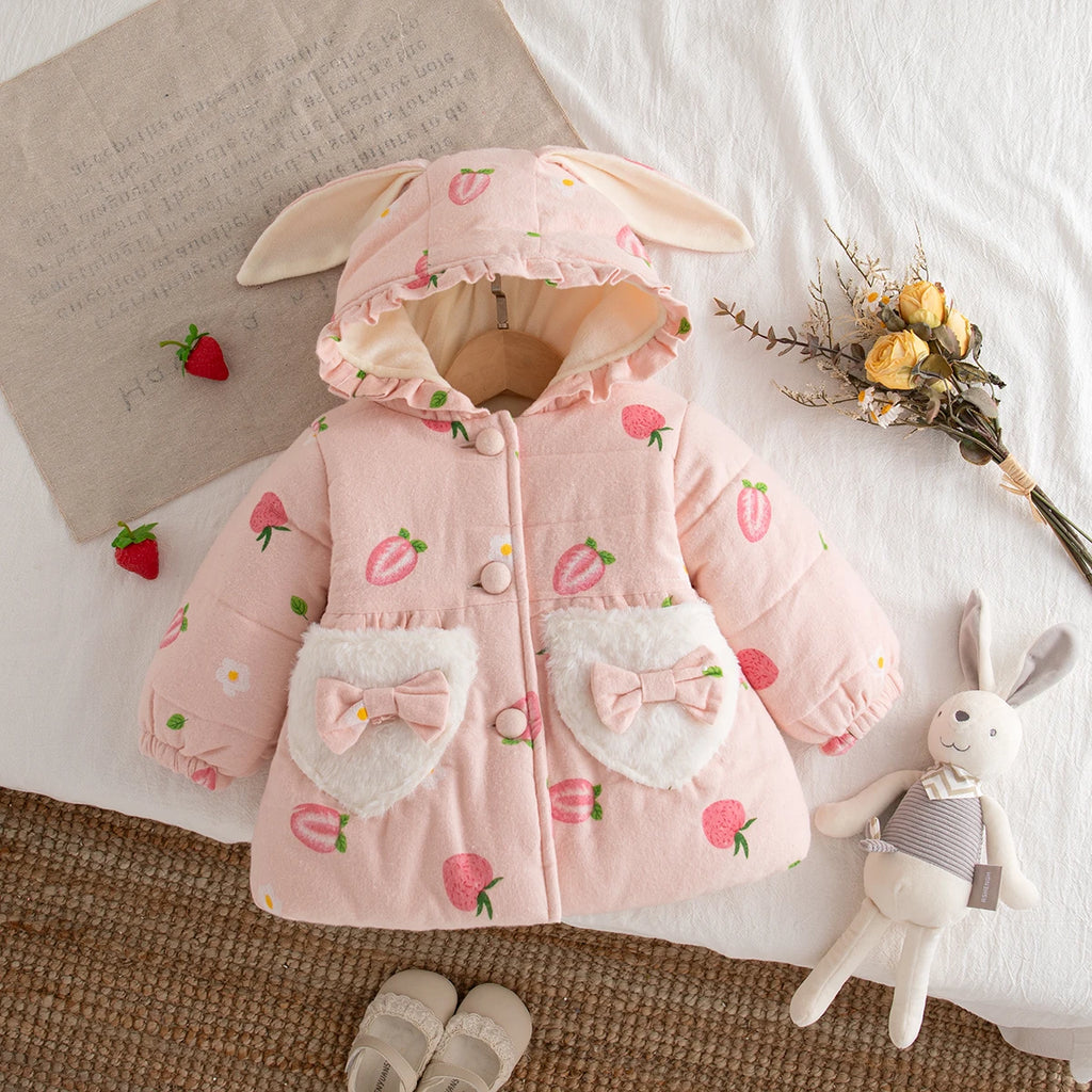 Winter New Thick And Warm Baby Girl Coat, Sweet And Cute Children'S Clothing Suitable For Babies Aged 9 Months To 3 Years Old