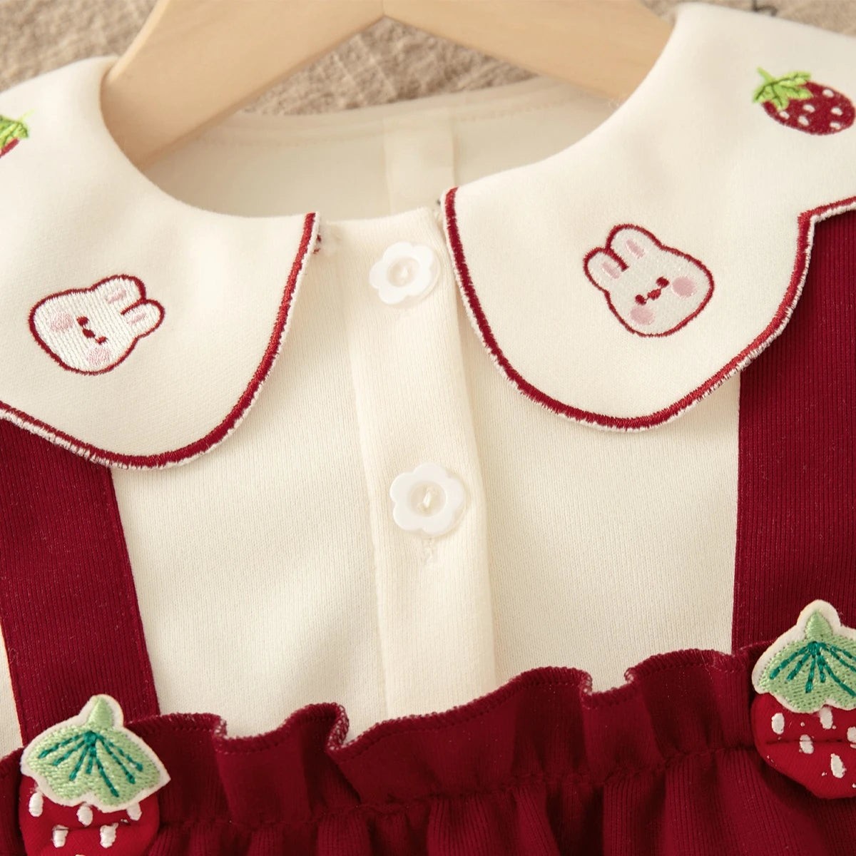 New Year'S Party Dress! Autumn New Cute Strawberry Baby Girl Dress, Red Children'S Clothing (9 Months -3 Years Old)