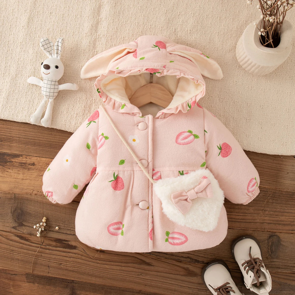 Winter New Thick And Warm Baby Girl Coat, Sweet And Cute Children'S Clothing Suitable For Babies Aged 9 Months To 3 Years Old
