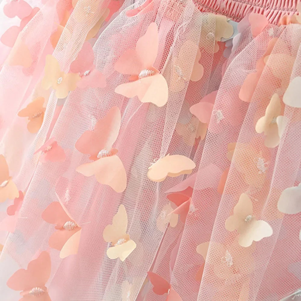 New Summer Baby Girl Dress Halter Butterfly Back Wings Fantasy Princess Dress Sweet Birthday Party Team Dress