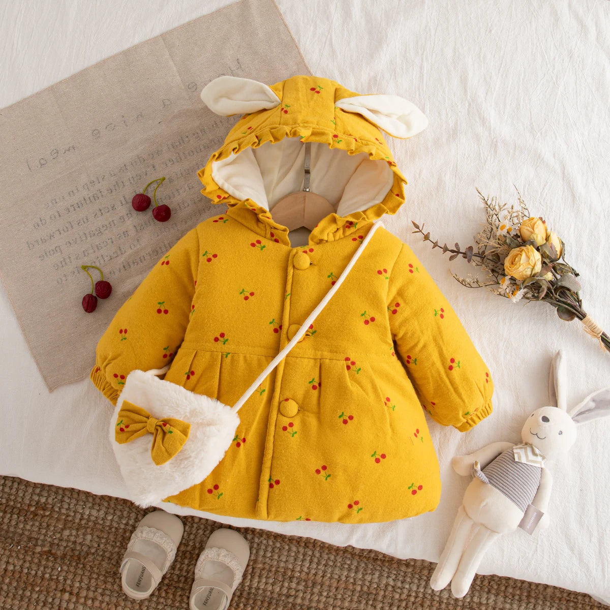 Winter New Thick And Warm Baby Girl Coat, Sweet And Cute Children'S Clothing Suitable For Babies Aged 9 Months To 3 Years Old