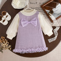 9 Months -3 Years Old Spring And Autumn New Sweet Bow Baby Girl Dress, Korean Style Children'S Long Sleeved Clothes