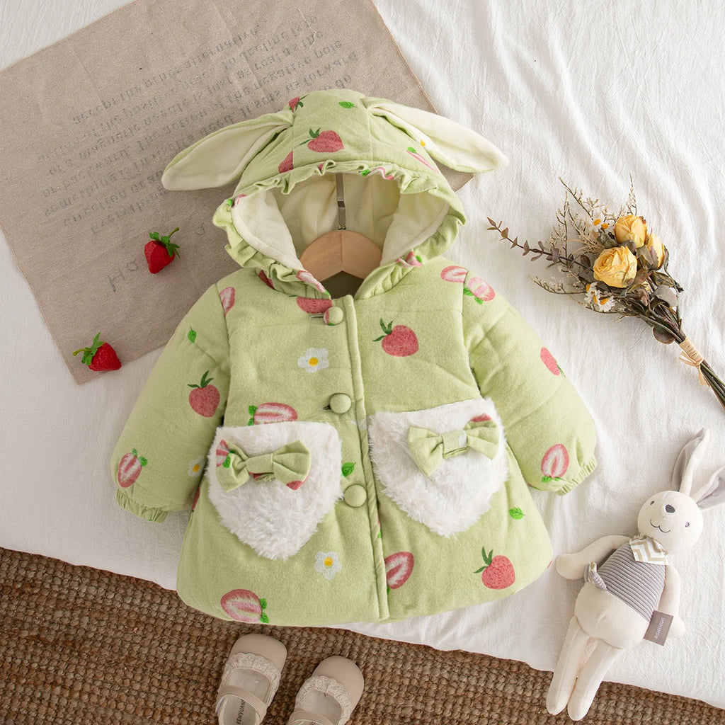 Winter New Thick And Warm Baby Girl Coat, Sweet And Cute Children'S Clothing Suitable For Babies Aged 9 Months To 3 Years Old