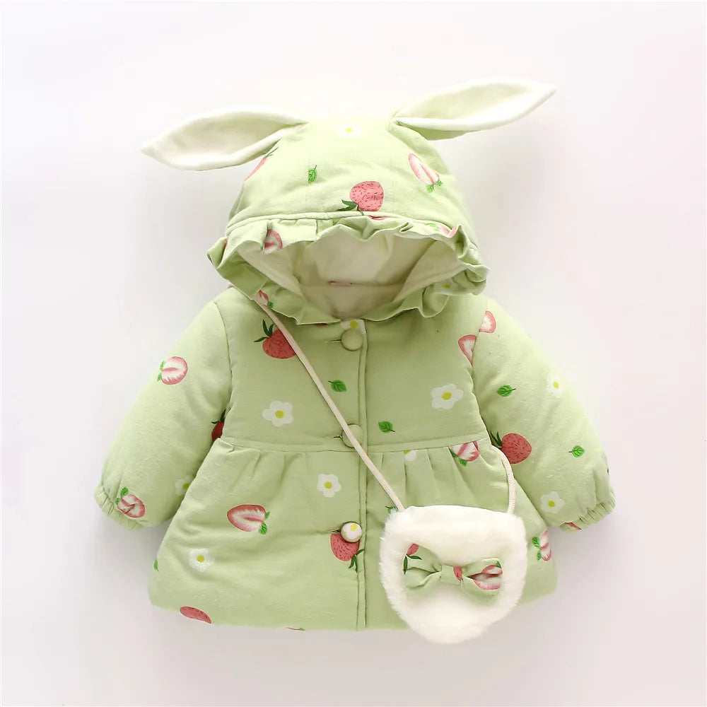 Winter New Thick And Warm Baby Girl Coat, Sweet And Cute Children'S Clothing Suitable For Babies Aged 9 Months To 3 Years Old