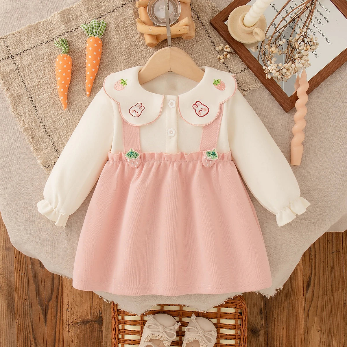 New Year'S Party Dress! Autumn New Cute Strawberry Baby Girl Dress, Red Children'S Clothing (9 Months -3 Years Old)