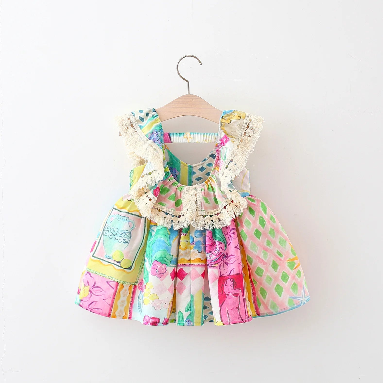 Summer New Colorful Graffiti Baby Girl Dress, Sweet And Cute Children'S Clothing (9 Months -4 Years Old)