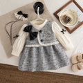 Autumn New Sweet Bow Baby Girl Dress, Simple Checkered Long Sleeved Children'S Clothing Suitable For Babies Aged 0-3 Years