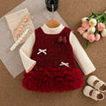 Autumn And Winter New Sweet Bow Baby Girl Set, Christmas Party Children'S Clothes For Babies Aged 9 Months To 4 Years Old