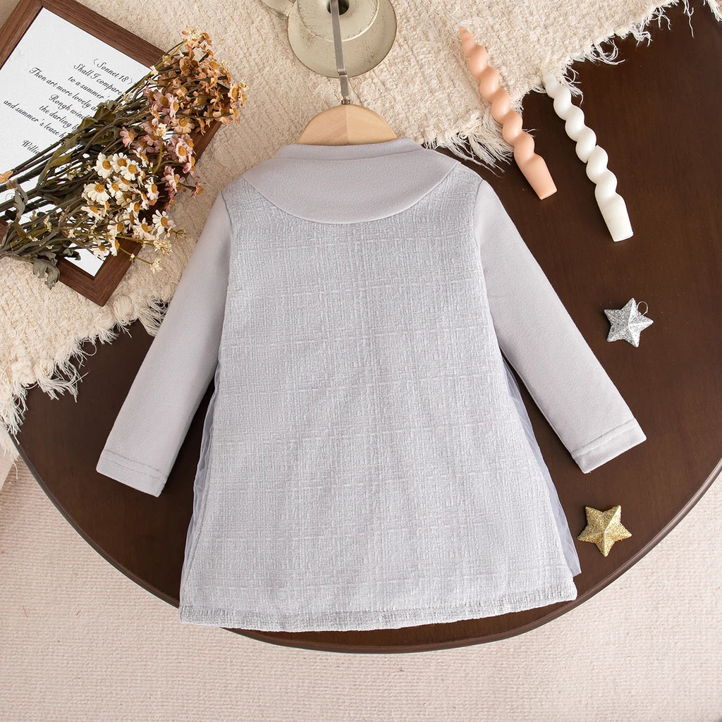9 Months -3 Years Old Spring And Autumn New Sweet Star Baby Girl Dress, Simple Style Children'S Long Sleeved Clothes