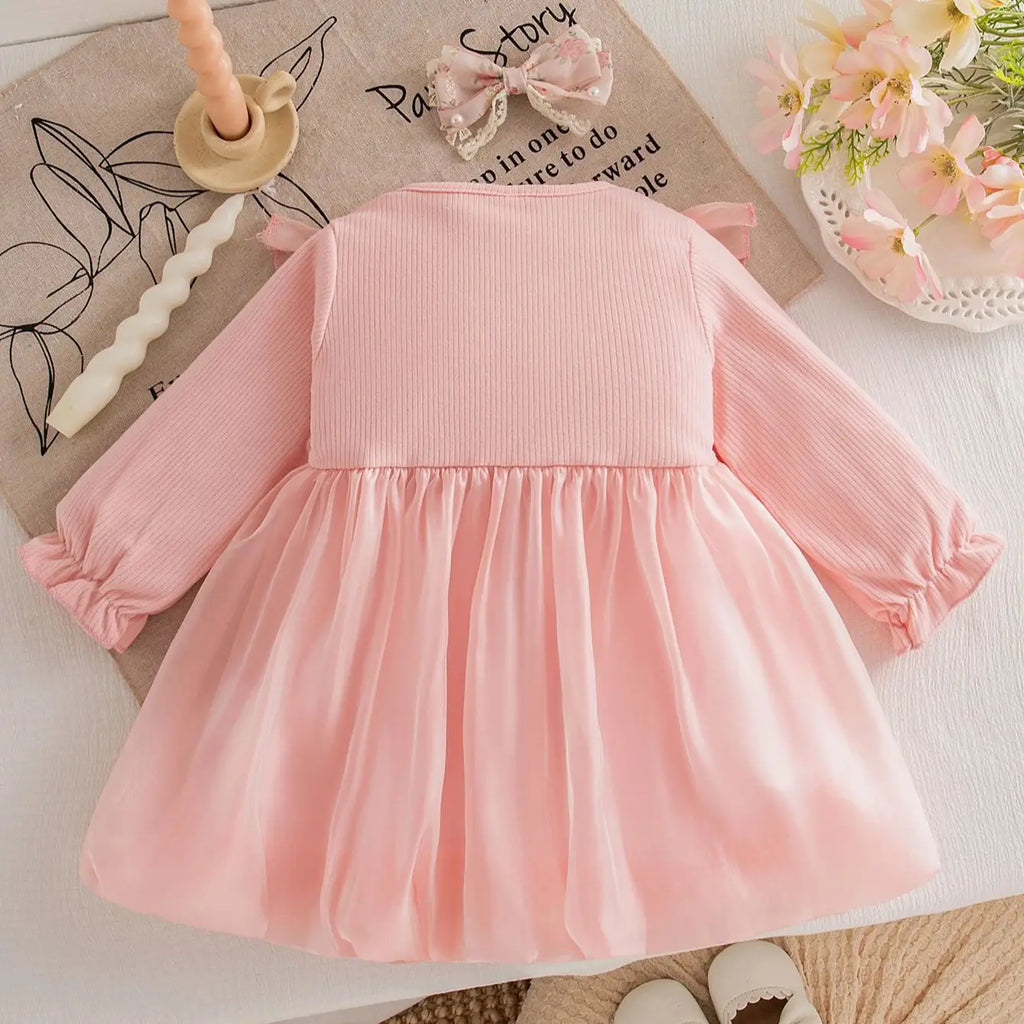 Autumn New Sweet Bow Baby Girl Dress, Princess Style Children'S Clothing Suitable For Christmas Parties (6-24 Months)